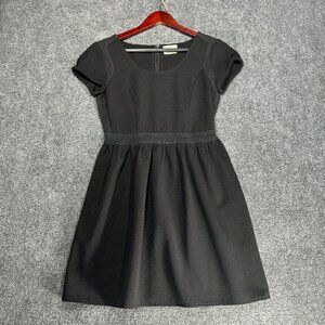 Anthropologie Pins and Needles Dress Womens 2 Black Back Zip Cap Sleeve Aline